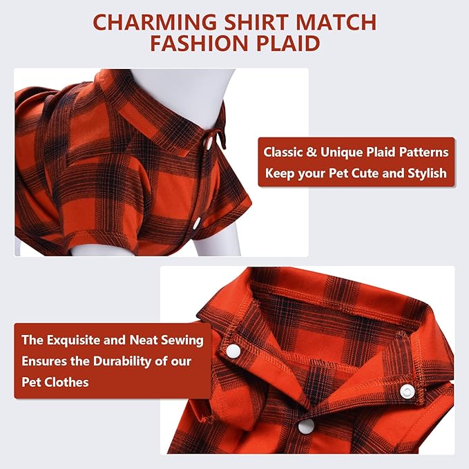 Koneseve Dog Shirt Plaid Dog Clothes for Medium Large Dogs Boy Girl Soft Pet T-Shirts Breathable Outfit Adorable Costume Grid Clothing Birthday Thanksgiving Christmas Sweater Apparel (Red#1; 5XL)