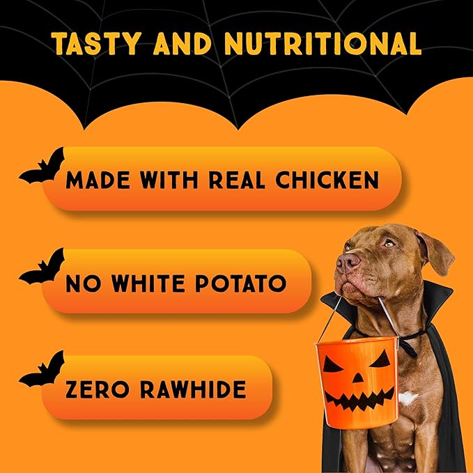 Ultra Chewy Halloween Treats - Trick or Treat Pack - Highly Digestible Fun Shapes Dental Treats for Your Dog - Made with Real Chicken (4 Packs)
