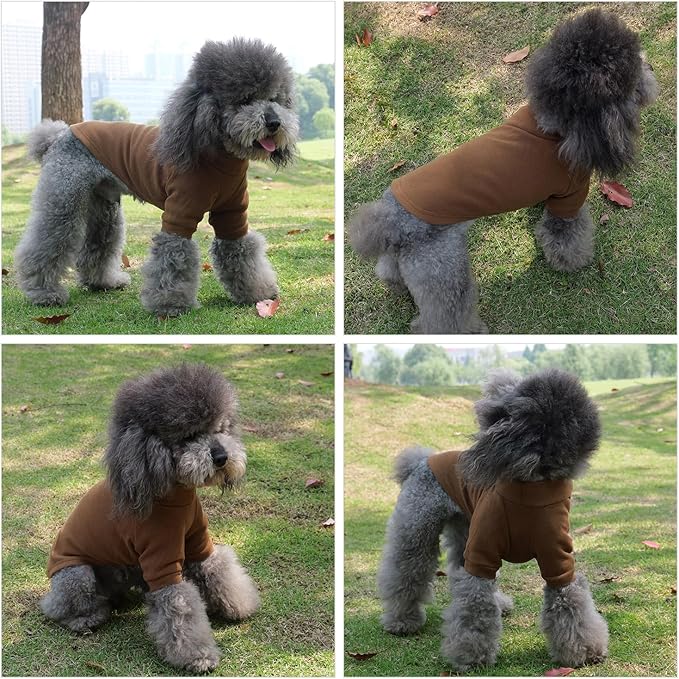 Lovelonglong Ribbed Dog T-Shirt Cotton Knitted Dog Sweaters for All Season Pet T-Shirts for Large Medium Small Dogs Coffee M