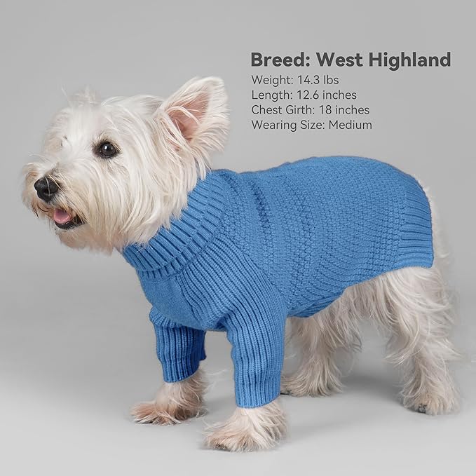 cyeollo 2XL Dog Sweater, Warm Stretchy Sweaters for Large Dogs Boy, Pullover Knitted Thermal Winter Big Dog Clothes with Sleeves, Turtleneck Pet Beagle Border Collie Apparel, Blue XXL