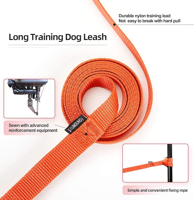 Siumouhoi Dog/Puppy Obedience Recall Training Agility Lead - 15ft 20ft 30ft 40ft 50ft Training Leash - Great for Play, Camping, or Backyard - Orange 20ft (20Feet, Orange)