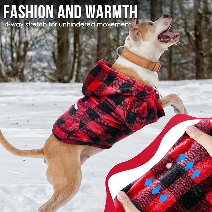 SlowTon Dog Hoodie Tie Dye - Warm Dog Sweater Hoodies with Pocket, Fall Winter Dogs Coat Jacket Pet Outfit Puppy Hooded Sweatshirt Clothes for Small Medium Large Dogs Boy Girl (Red, XL)