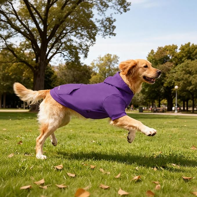 Basic Dog Hoodie Sweatshirts, Pet Clothes Hoodies Sweater with Hat and Leash Hole, Soft Cotton Outfit Coat for Large Medium Small Dogs, Purple (XX-Large)