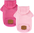 2 Pack Dog Hoodie Sweaters for Small Medium Dogs Warm Dog Clothes for Large Dogs Soft Waffle-Like Laminated Sweatshirt Bulldog (Pink+Rose, XXS (Back: 8",Chest: 11", Neck: 7.9"))