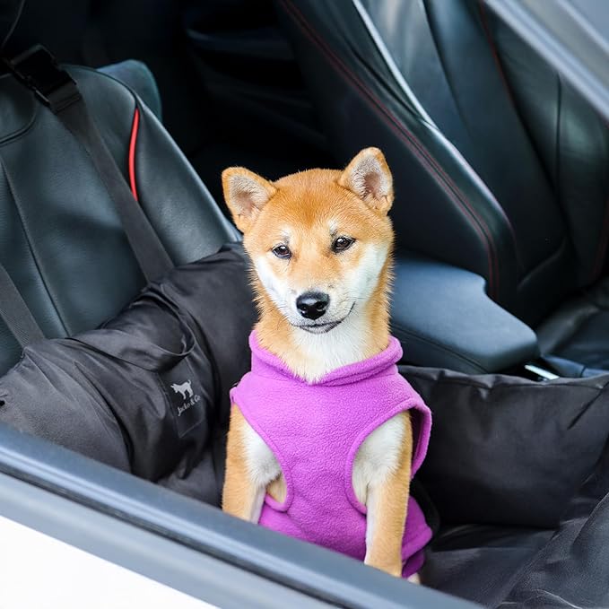 JACKO & CO - Fleece Vest Dog Sweater with Leash Ring - Soft, Warm & Lightweight Pullover Coat for Small & Medium Dogs, Puppies & Cats - Cozy Fall/Winter/Spring Pet Jacket (Purple, X-Small 2-4lbs)