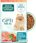 Optimeal Toy Breed Dry Dog Food – Small Kibble for Small Dogs, High Protein, Natural Ingredients, Skin & Digestive Support, Premium European Nutrition – Salmon & Brown Rice, 3.3 lbs