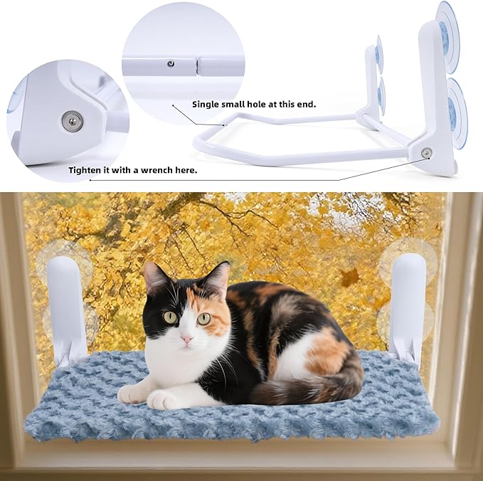 YUNIQUE 2PC Cat Window Perch, Upturned Edge Bracket, Portable Wall Hammock for Indoor Cat, Green