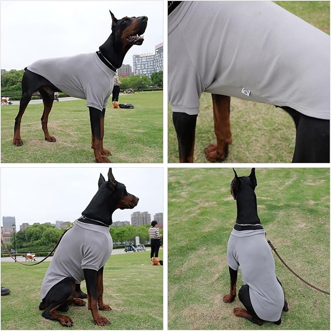 Lovelonglong Ribbed Dog T-Shirt Cotton Knitted Dog Sweaters for All Season Pet T-Shirts for Large Medium Small Dogs Dark Gray 2XL
