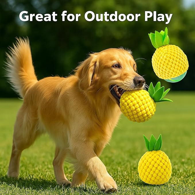 2Pcs Dog Ball Covers – Plush Tomato & Pineapple Sleeves for Interactive Dog Toys, Soft Durable Protectors for Automatic Rolling Bouncing Balls, Extend Toy Life, Fun for Small Medium Large Dogs