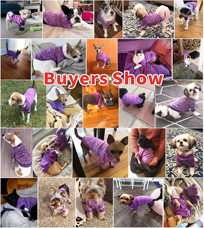 Idepet Pet Dog Classic Knitwear Sweater,Soft Fleece Coat for Small,Medium,Large Dog,Warm Pet Dog Cat Clothes,Soft Puppy Customes 2 Color (L, Purple)