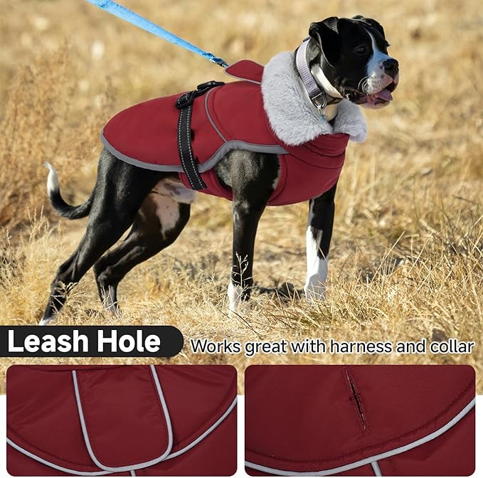 Lelepet Warm Dog Winter Coat Reflective Dog Jacket Fleece Vest Waterproof Windproof Cold Weather Coats with Adjustable Buckle Turtleneck Pet Snowsuit for Small Medium Large Dogs,Boxer,Pitbull,XXL