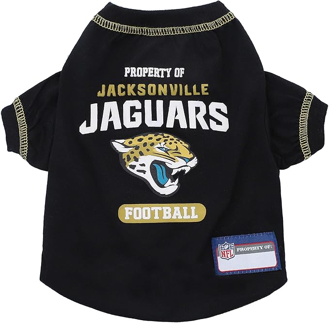 NFL Jacksonville Jaguars Dog T-shirt X-Large. - Licensed Shirt for Pets Team Colored with Team Logos- Premium Stretchable Materials for the comfort of your Dog & Cat