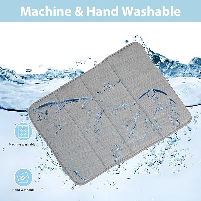 Dog Cooling Mat for Large Dogs - 35x23 Orthopedic Memory Foam Pet Pad for Summer, QMAX>0.5, Washable Premium Comfort Crate Pad for Your Furry Companion, Grey
