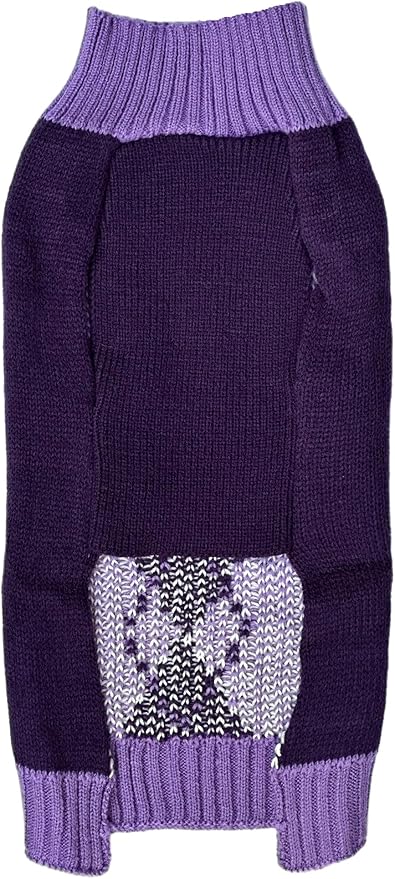 Argyle Knit Pet Sweaters Clothes for Small Dogs, Classic Purple Small (S) Size
