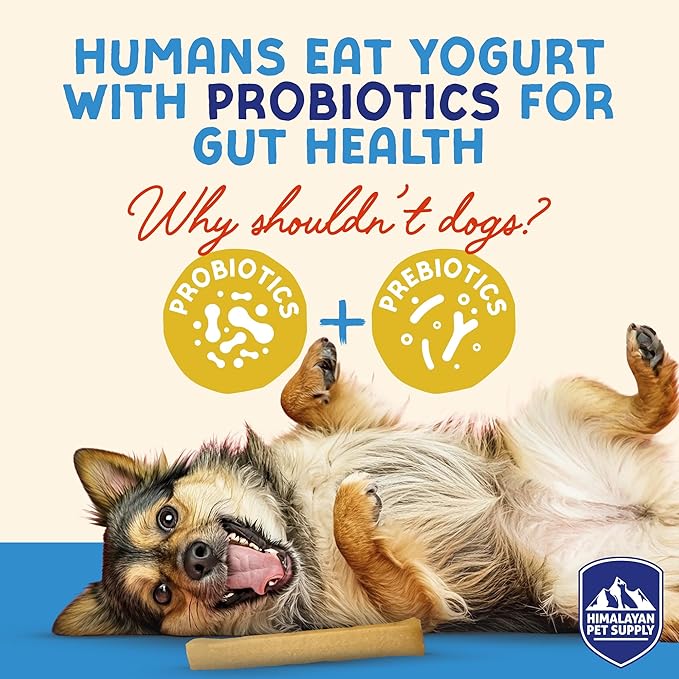 Himalayan Dog Chew Yogurt Sticks, Plain Flavored, Dog Treats With Prebiotics, Probiotics & Protein, Digestive Support, Lactose & Gluten Free, Natural Dog Treat for All Breeds, Made in America, 5 Count