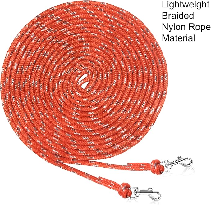 Rypet Reflective Cat Long Leash - 15 FT Escape Proof Walking Leads Yard Long Leash Durable Safe Personalized Extender Leashes Traning Play Outdoor for Kitten, Puppy, Rabbit and Small Animals