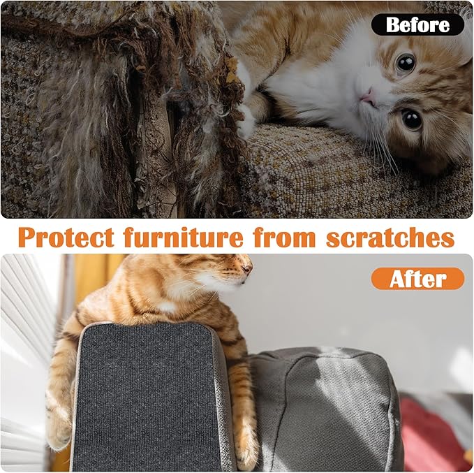 Cat Scratch Furniture Protector - 138" x 13.8" Trimmable Self-Adhesive Cats Claws Scratch Pads, DIY Cat Climbing Couch Protector for Scratch Post Cat Tree Replacement Indoor (Dark Gray)