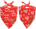 Realeaf Valentines Day Dog Bandanas 2 Pack, Reversible Love Pet Scarf for Boy and Girl, Premium Durable Fabric, Heart Bandana for Large and Extra Large Dogs (X-Large)