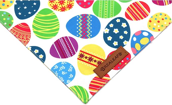 Realeaf Easter Dog Bandanas 2 Pack, Triangle Reversible Pet Scarf for Boy and Girl, Premium Durable Fabric, Holiday Bandana for Small Medium Large and Extra Large Dogs (X-Large)