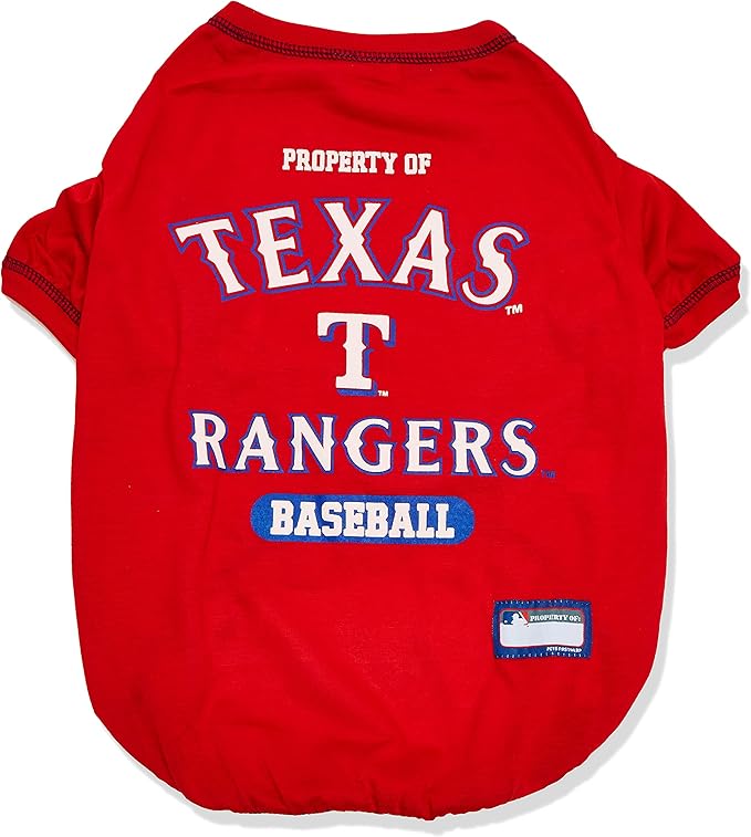 MLB Texas Rangers Dog T-Shirt, X-Large. - Licensed Shirt for Pets Team Colored with Team Logos. - Premium Stretchable Materials for The Comfort of Your Dog & cat.