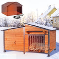 GUTINNEEN Extra Large Heated Dog House Outdoor with Chew-Proof Iron Frame, Waterproof Dog Kennel with Smart Heating Pad, 360° Rotating Feeding Bowl, for Large Dog Breeds