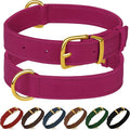 Leather Dog Collar - Heavy Duty Adjustable Soft Padded Pet Collars for Small Medium Large Dogs Breed - Black Green Brown Pink Red Blue (Pink, S, 9"-12" Neck Fit)