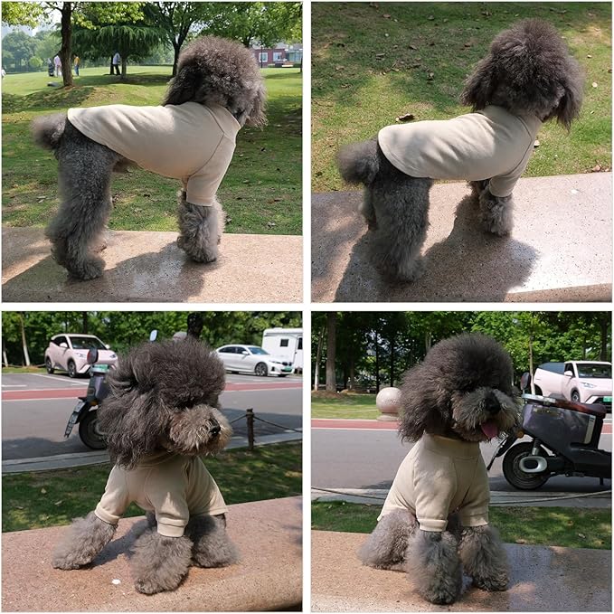 Lovelonglong Ribbed Dog T-Shirt Cotton Knitted Dog Sweaters for All Season Pet T-Shirts for Large Medium Small Dogs Beige 2XL