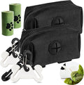 2Packs Dog Poop Bag Holder for Leash Attachment Dog Poop Bag Dispenser Dog Waste Bag Dispensers Dog Poop Bag Holders Fit Dog Leash Accessory With Hand Free Holder Carriers, Black