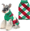 KOOLTAIL Dog Sweaters - Knitted Plaid Turtleneck Fleece with Leash Hole, Warm Clothing for Small, Medium & Large Dogs & Cats