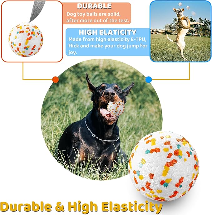 Dog Balls, Indestructible Dog Toy Ball for Aggressive Chewers, Durable High Elasticity Interactive Ball for Training Dog Catch and Fetch, Large Medium Small Dog and Puppies(3in, 2pcs)