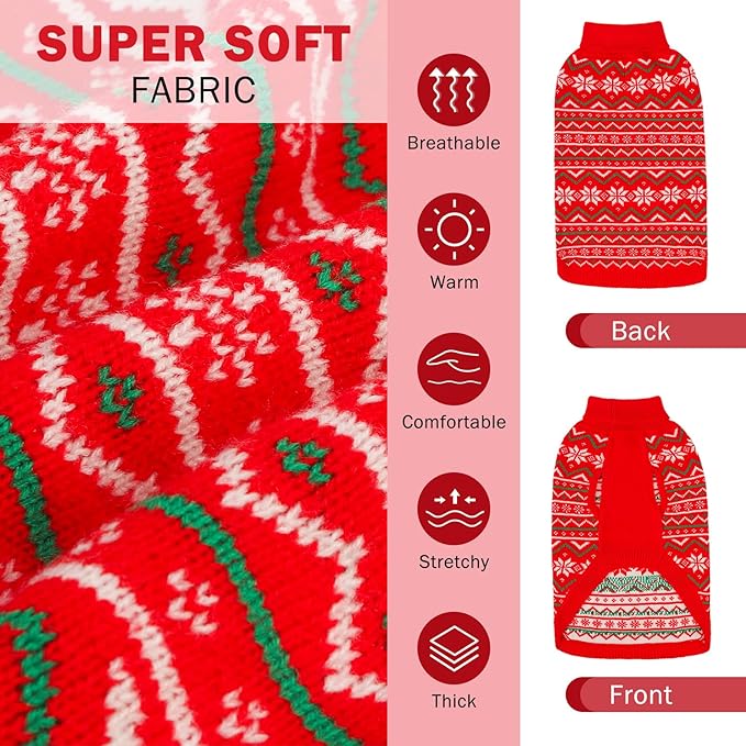 SCENEREAL Dog Sweaters for Small Dogs - Soft, Warm Turtleneck Small Dog Sweater, Ugly Knit Dog Christmas Outfits for Dachshund, Chihuahua, Pug, Yorkie,Winter Pet Clothes Girl Boy, XS