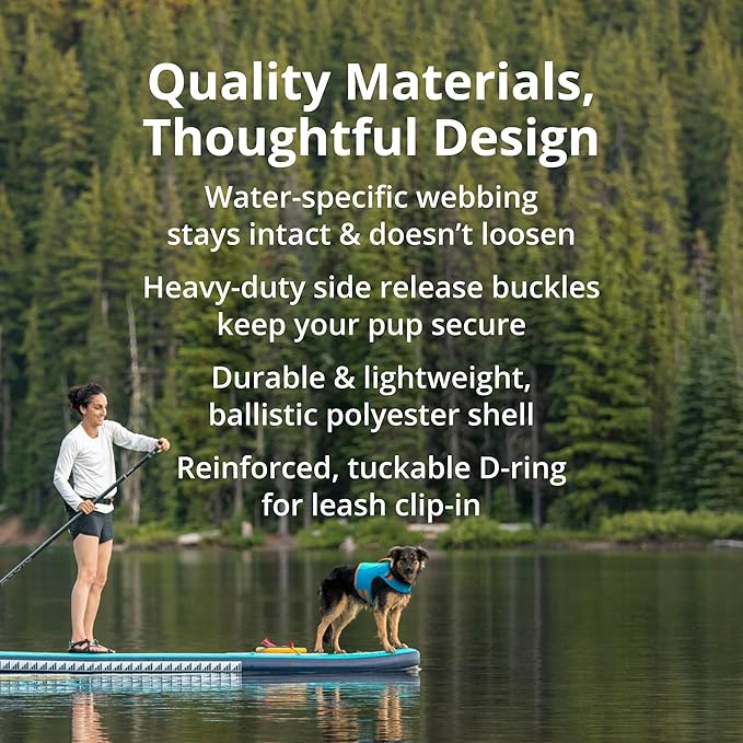 Ruffwear, Float Coat Dog Life Jacket, Premium Buoyancy Swim Vest with Lift Handle, Secure Fit & Reflective Trim, Adjustable Flotation for Swimming, Boating, & Outdoor Adventures, Blue Dusk, XX-Small