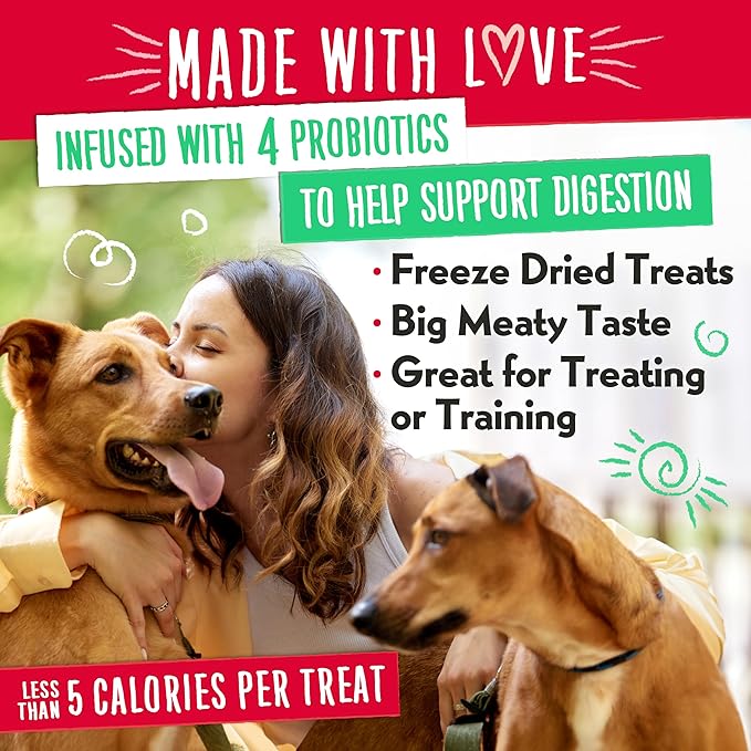 Charlee Bear Grain Free Meaty Bites Freeze Dried Dog Treats with Probiotics, Puppy Training Snacks, Soft Dog Bites Chicken with Cranberries, 2.25 oz Bags (2), Made USA