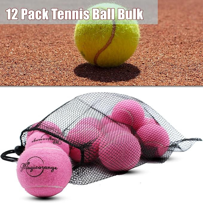 Magicorange Tennis Balls, 12 Pack Advanced Training Tennis Balls Practice Balls, Come with Mesh Bag for Easy Transport, Good for Beginner Training Ball