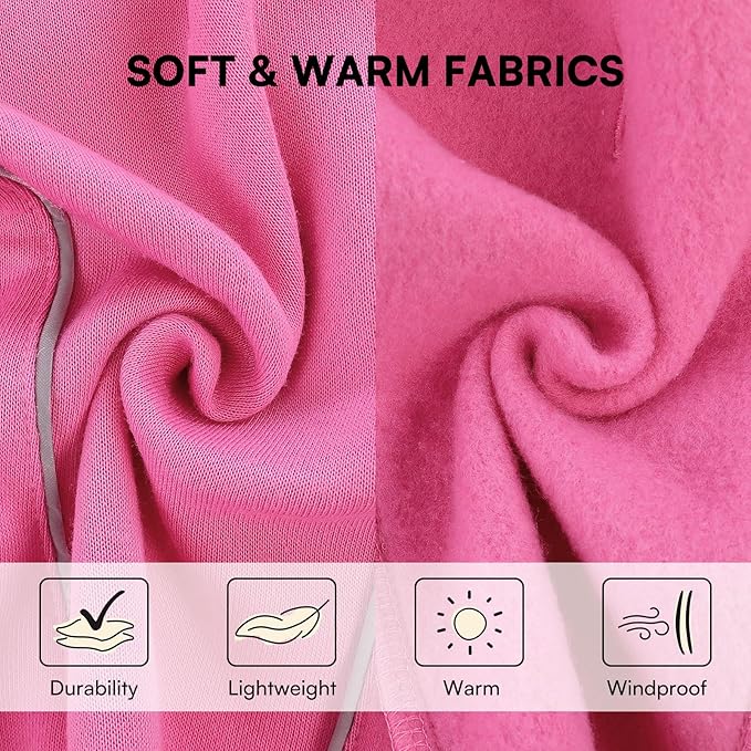 Queenmore Fleece Dog Sweater for Girl Dogs, Pullover Pink Dog Sweatshirt Sweatshirt with Leash Hole, Reflective Stripes – Cozy Winter Fleece Jacket for Small/Medium/Large Femal Puppy XS