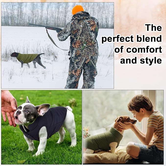 Syhood 2 Pieces Dog Jacket 2 Layers Fleece Lined Dog Jacket Warm Soft Windproof Small Pet Coat for Winter Cold Weather(M,Navy,Green)