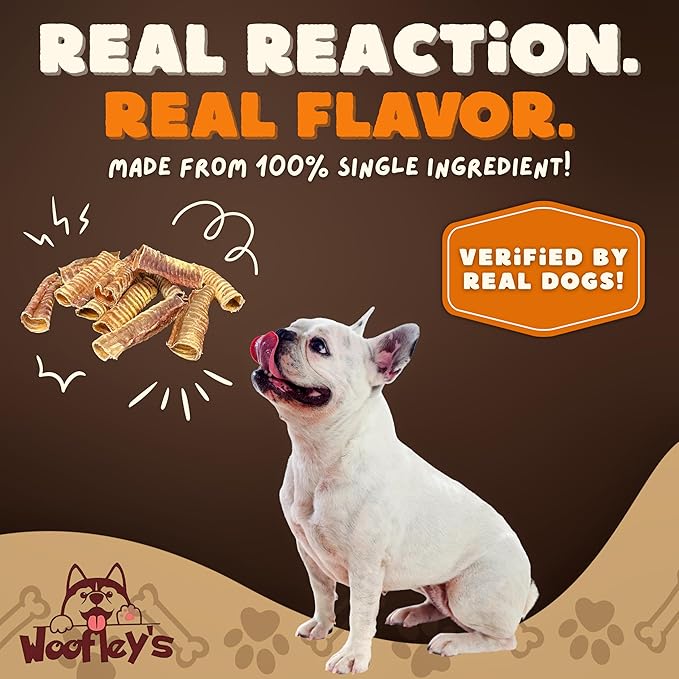 Woofley's Beef Trachea - (6 Inch 100 Pack) - Trachea Treats for Dogs - Natural Source of Glucosamine and Chondrotin for Joint Health - 100% Natural Beef Windpipe for Dogs