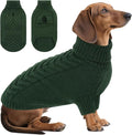 Dog Sweaters for Small Dogs Classic Turtleneck Dog Christmas Sweater Thick Warm Pullover Male Puppy Pet Stretch Knitwear Fall Winter Clothes with Leash Hole(Green, S)