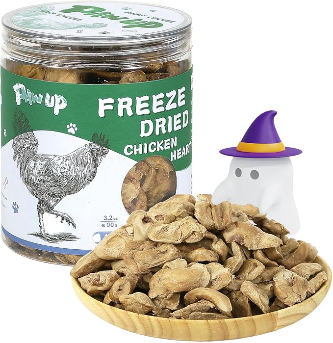 PAWUP Freeze Dried Chicken Heart Pet Treats, High Protein Freeze-Dried Pet Food for Dogs, Cats, Fresh Ingredient, 3.2 oz, Rawhide Free, Gluten&Grain Free