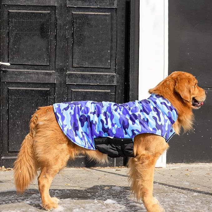 CuteBone Reversible Dog Jacket - Waterproof, Windproof, Thick Soft Coat with Leash Hole for Small/Medium/Large Dogs