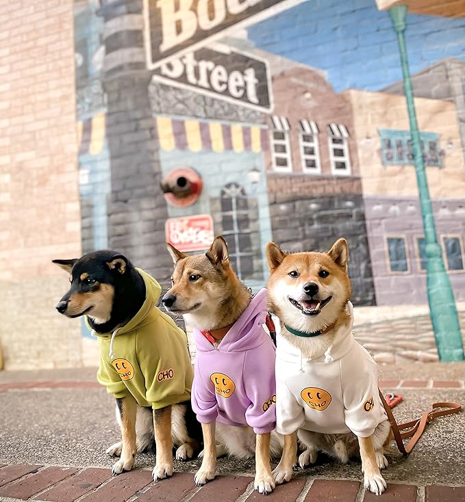ChoChoCho Smiley Dog Hoodie Stylish Dog Clothes Smiley Face Sweater Cotton Sweatshirt Fashion Outfit for Dogs Cats Puppy Small Medium Large (S, White)