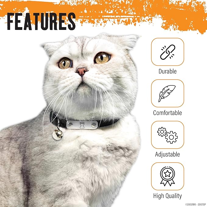 Naruto Breakaway Cat Collars for Girl & Boy Cats: Adjustable 8.5”-12” Cute Kitten Collar with Bell (Removable), Officially Licensed Naruto Shippuden Pet Accessories & Gifts (Black, Hidden Sand Ninja)