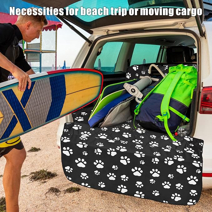 Veckle Cargo Liner, Upgraded Extra Large SUV Cargo Liner for Dogs Waterproof Scratchproof Cargo Cover for SUVs Sedans Vans with Bumper Flap Protector, Non-Slip, Universal Fit, Paw Print