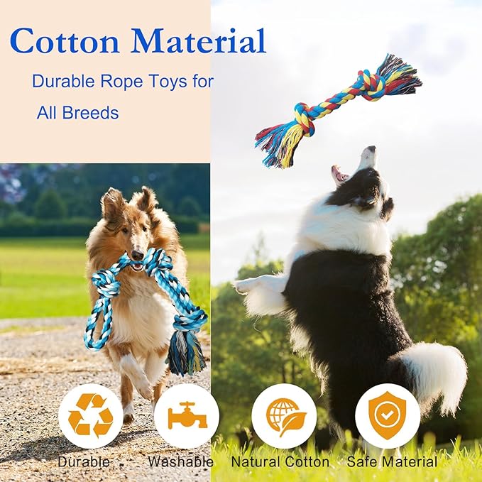 6 Pack Dog Rope Toys for Small Medium Large Breed, Tough Chew Ropes Tug Toy for Dogs, Flying Disc Fetch Toy Dog Rope Ball, Interactive Toy for Boredom, Puppy Teeth Cleaning