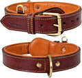 Genuine Leather Dog Collar – Full Grain, Breathable Inner Padding, Padded Buckle – Heavy Duty, Adjustable for Small, Medium, Large & XL Breeds | (Dark Brown, L (Fit Neck Size 18.5"-22.5"))
