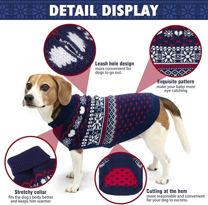 SCENEREAL Dog Sweaters for Small Dogs - Soft, Warm Turtleneck Small Dog Sweater, Ugly Knit Dog Christmas Outfits for Dachshund, Chihuahua, Pug, Yorkie,Winter Pet Clothes Girl Boy, XS