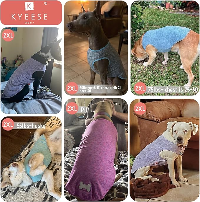 KYEESE 2Pack Dog Shirts with Reflective Label Sun Protection Quick Dry Soft Tank Top Stretchy Sleeveless Lightweight Dog Clothes, XX-Large
