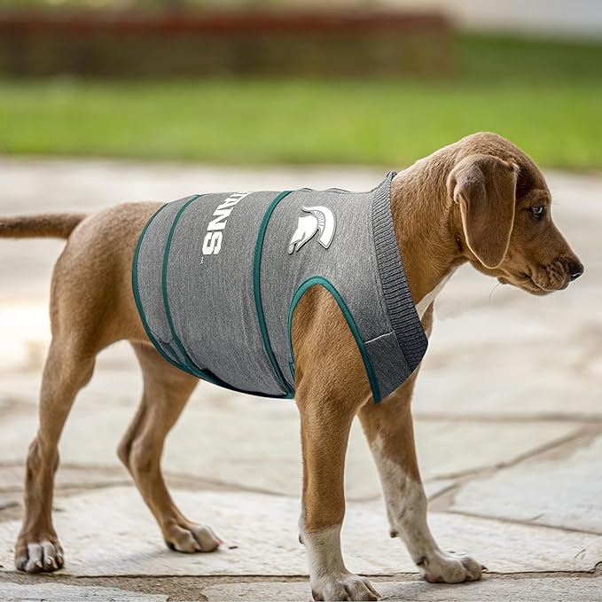 NCAA Michigan State Spartans Dog Anxiety Shirt Calming Soothing Vest for Dogs Cats with Anxiety Fears Fireworks, Loud Noises, Dark, Lonely Keeps Dogs Calm Feeling Safe, Relaxing Jacket Large
