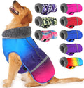 Dogcheer Warm Dog Coat, Waterproof Dog Winter Jacket Christmas Puppy Cold Weather Coats with Buckle, Reflective Adjustable Pet Snow Jacket for Small Medium Large Dogs - Gradient Blue-red, S