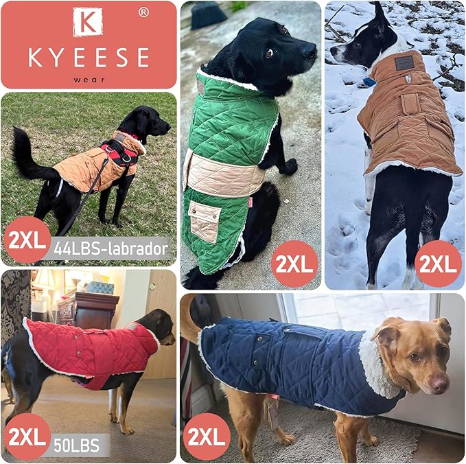 KYEESE Dog Coat Thick Dog Coats for Medium Dogs Soft Dogs Jacket with Pocket Warm Pet Winter Puffer Coat with Leash Hole Waterproof Pets Clothes for Cold Weather Windproof Pet Sweater